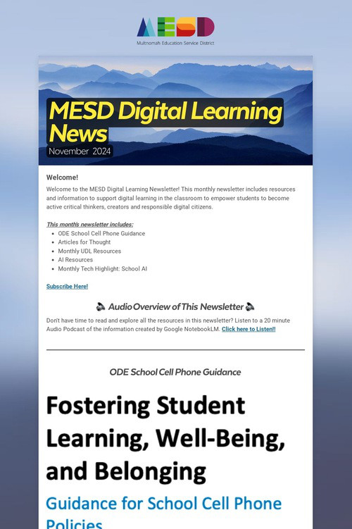 MESD Digital Learning News