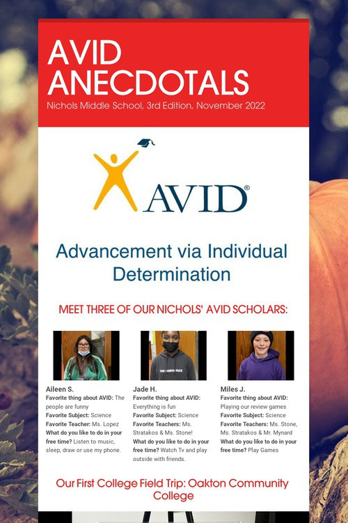 AVID ANECDOTALS