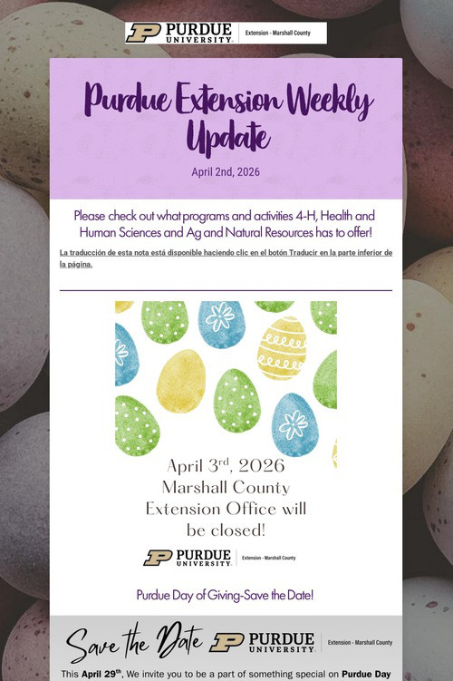 Purdue Extension Weekly Update