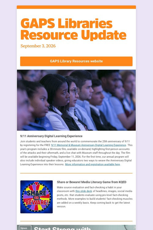 GAPS Libraries Resource Update