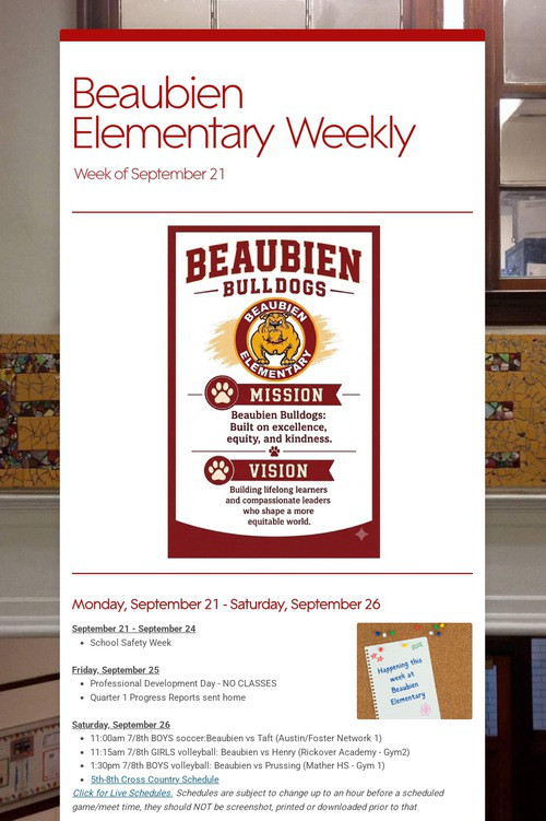 Beaubien Elementary Weekly