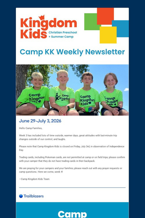 Camp Kingdom Kids: June 29-July 3