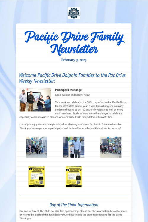 Pacific Drive Family Newsletter