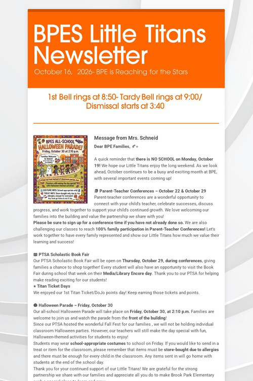 BPES Little Titans Newsletter