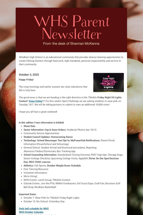 WHS Parent Newsletter
