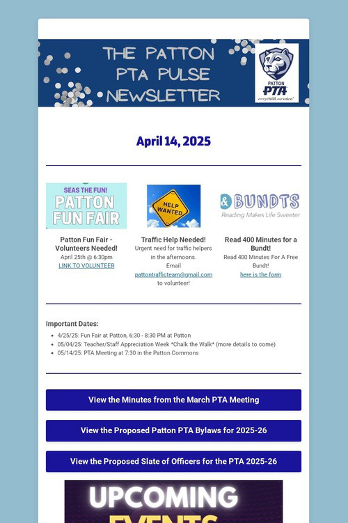 Patton PTA Pulse Newsletter