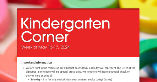 Kindergarten News