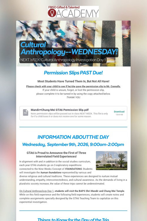 Cultural Anthropology--WEDNESDAY!