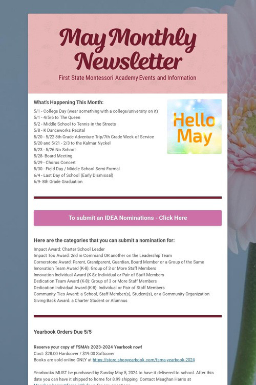 May Monthly Newsletter