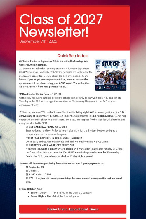 Class of 2027 Newsletter!