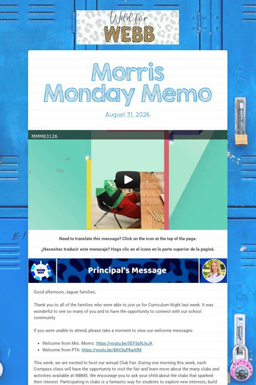 Morris Monday Memo