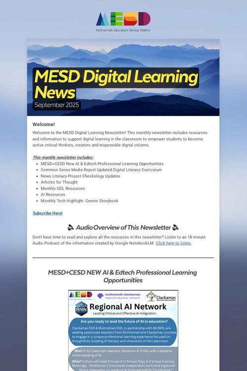 MESD Digital Learning News