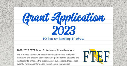 Grant Application 2022
