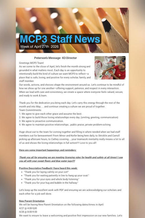 MCP3 Staff News