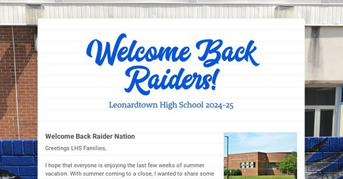 Welcome Back Raiders!