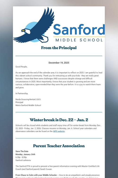 Sanford Family Newsletter