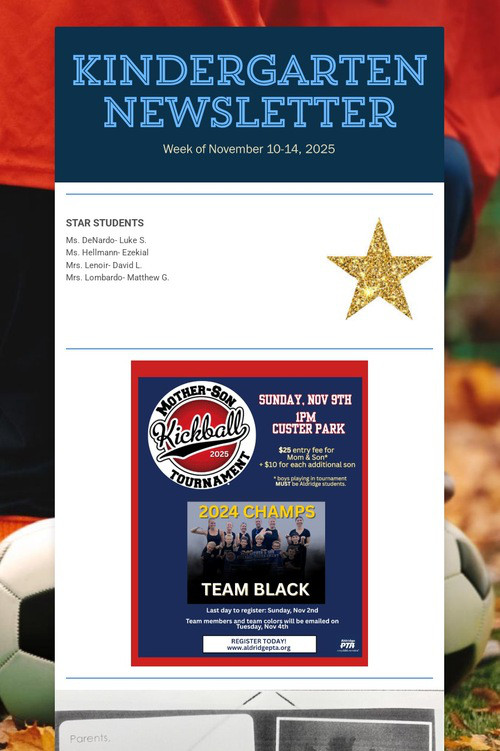 Kindergarten Newsletter