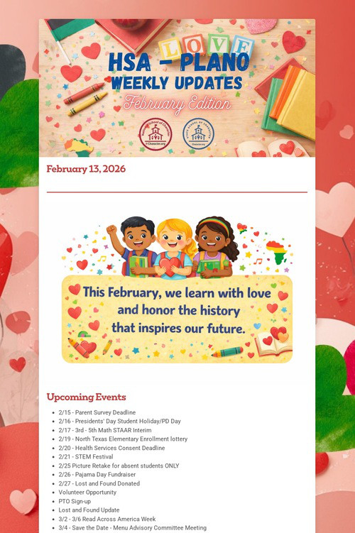 HSA - Plano Weekly Updates