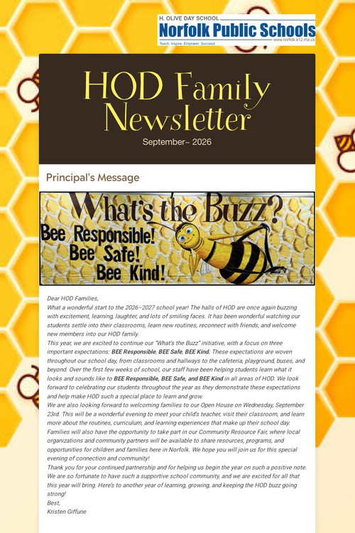 HOD Family Newsletter
