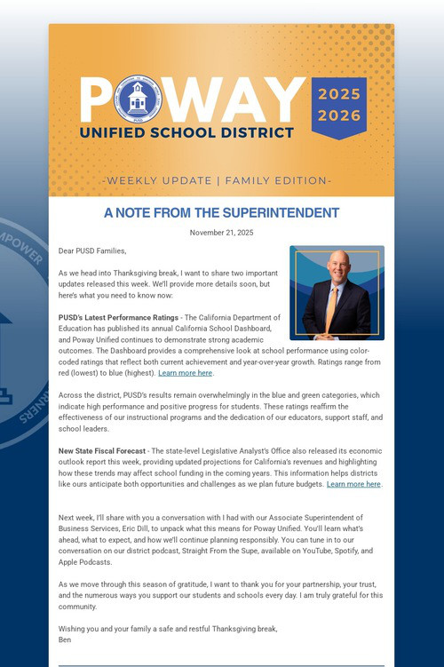 Superintendent's Weekly Update