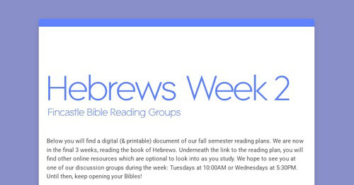 Hebrews Week 2