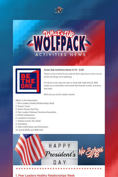 What's Up Wolfpack   2/16 - 2/20