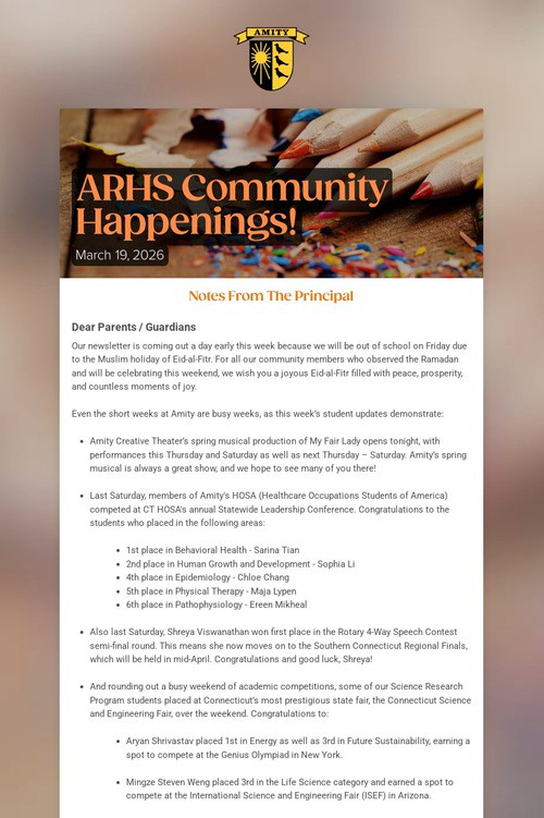 ARHS Community Happenings!