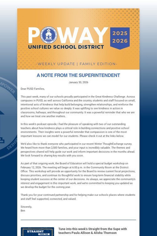Superintendent's Weekly Update