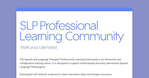 SLP Professional Learning Community