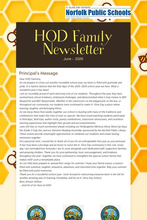 HOD Family Newsletter