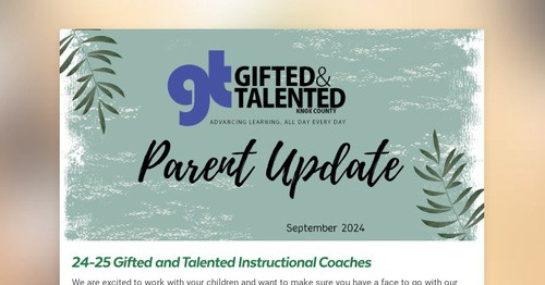 Sept. 24-25 GT Parent Update