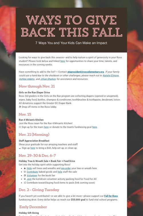 Ways to Give Back This Fall