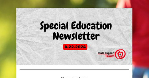 SST16 Special Education Newsletter