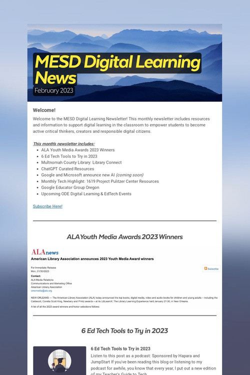 MESD Digital Learning News
