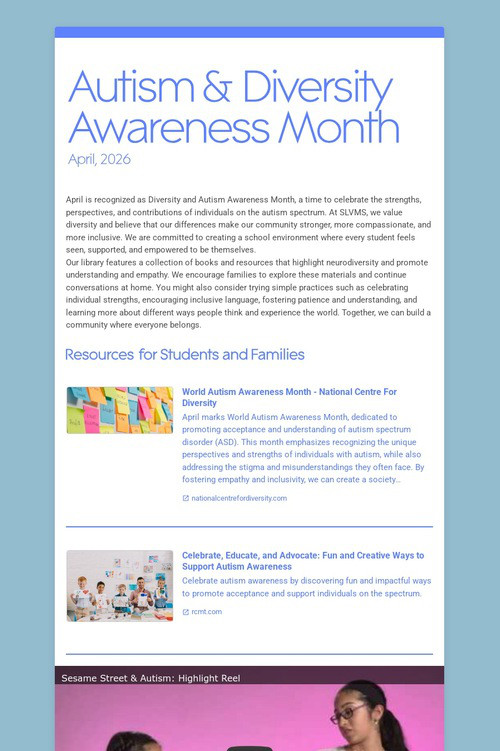 Autism & Diversity Awareness Month