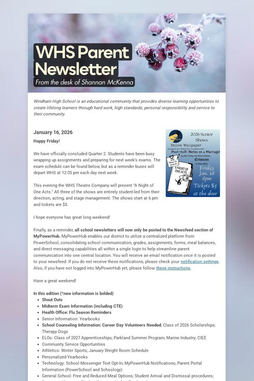 WHS Parent Newsletter