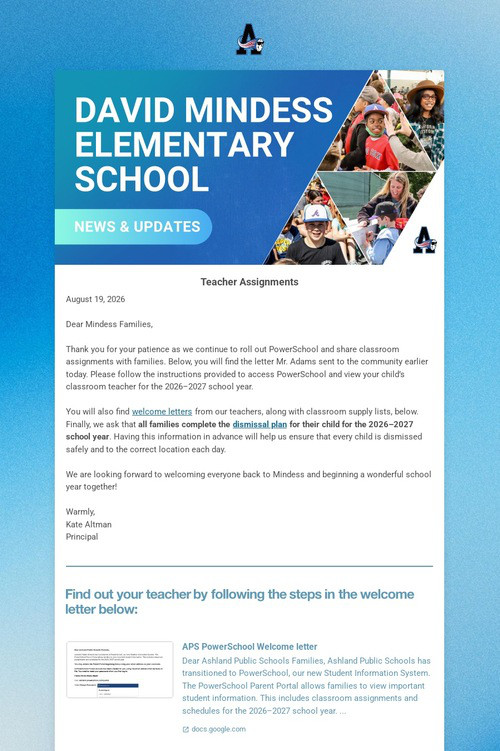 Mindess School Weekly Update
