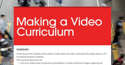 Making a Video Curriculum