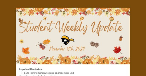 Student Weekly Update
