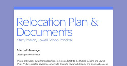 Relocation Plan & Documents