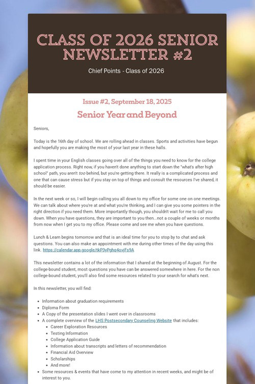 Class of 2026 Senior Newsletter #2