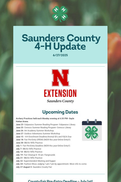 Saunders County 4-H Update