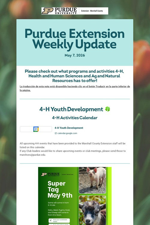 Purdue Extension Weekly Update