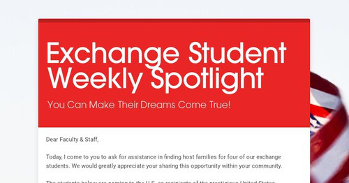 Exchange Student Weekly Spotlight | Smore Newsletters