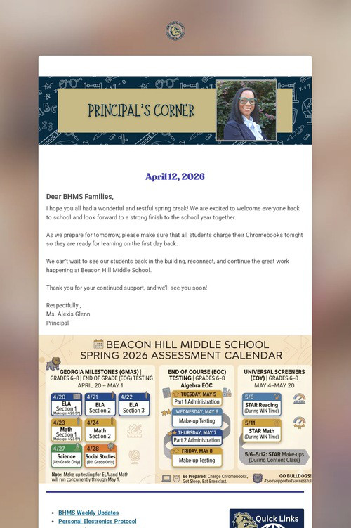 A Message From Principal Glenn