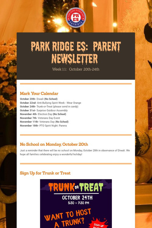 Park Ridge ES:  Parent Newsletter
