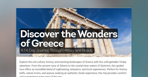 Discover the Wonders of Greece