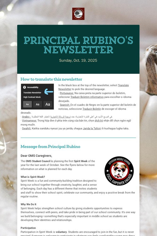 Principal Rubino's Newsletter