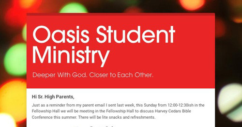 Oasis Student Ministry | Smore Newsletters