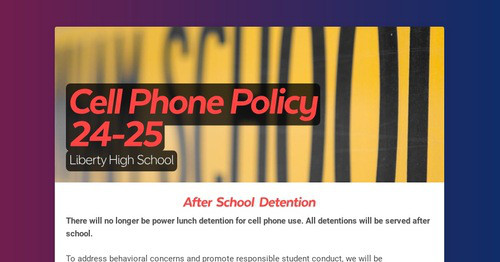 Cell Phone Policy 24-25